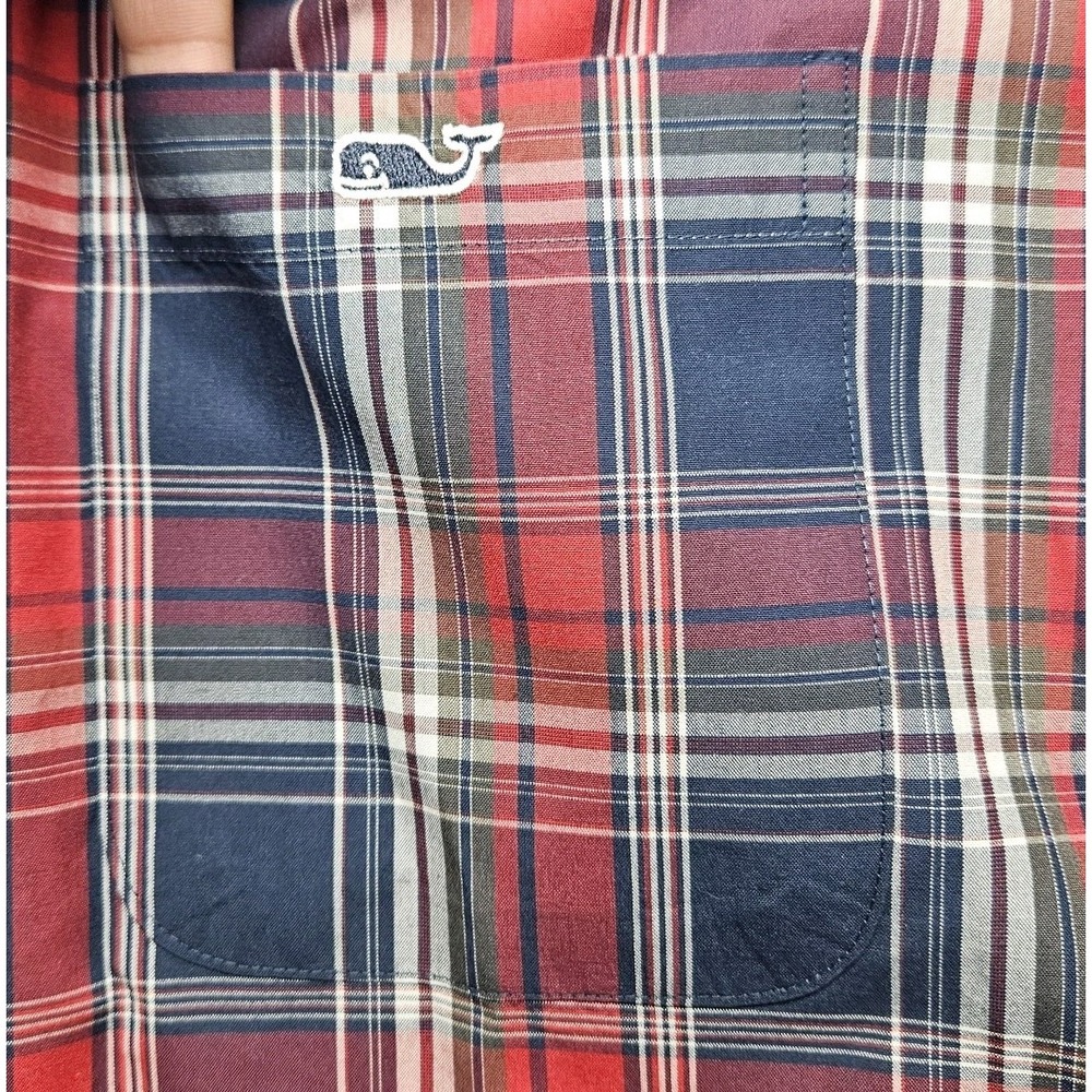 Vineyard Vines Men's XXL Slim Fit Tucker Shirt Stretch Blue Red Check Button - Picture 3 of 10